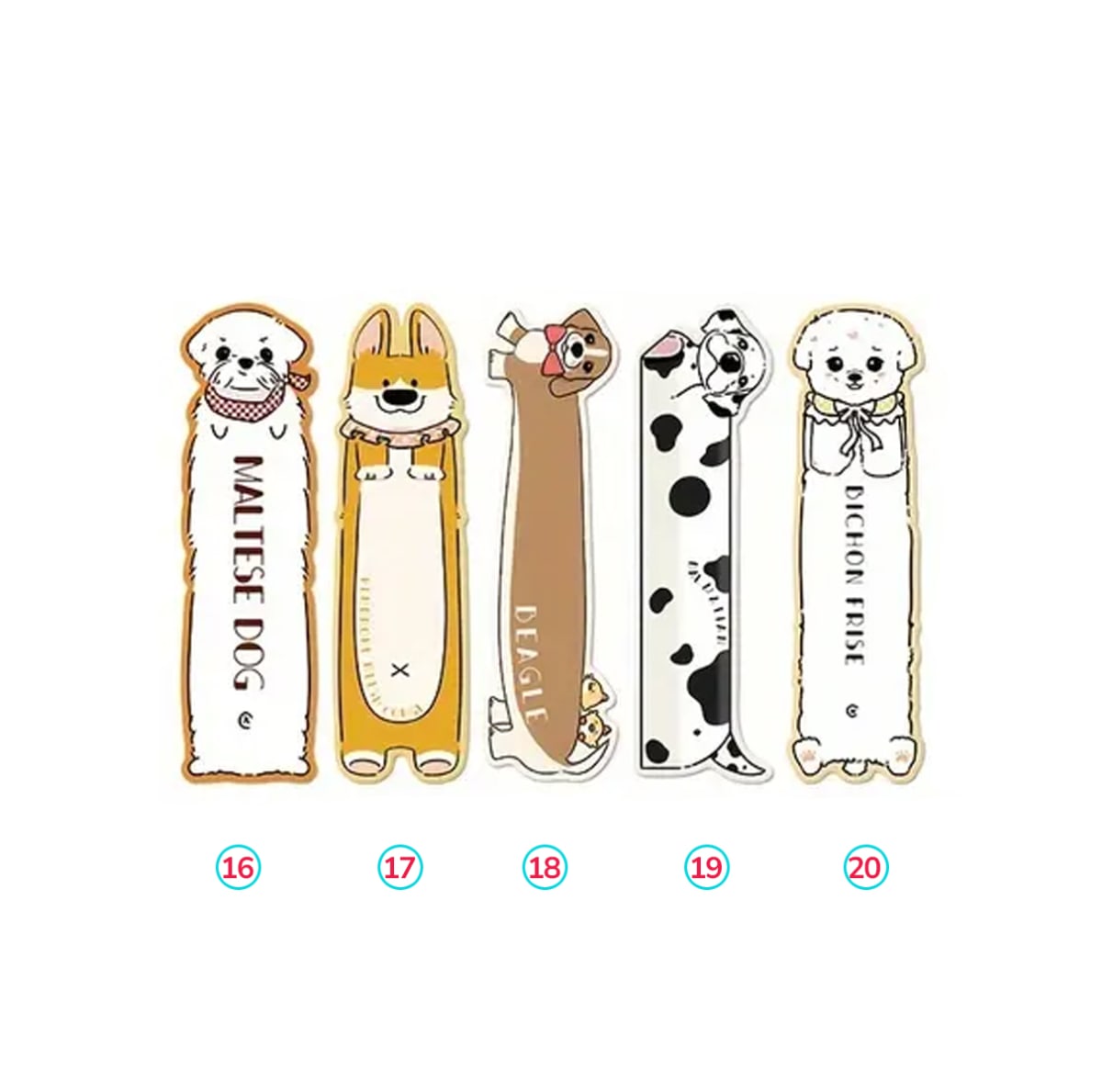 Marcador de libro diseño de razas de perro Maltés, Corgi, Beagle, Dálmata, Bichón 1