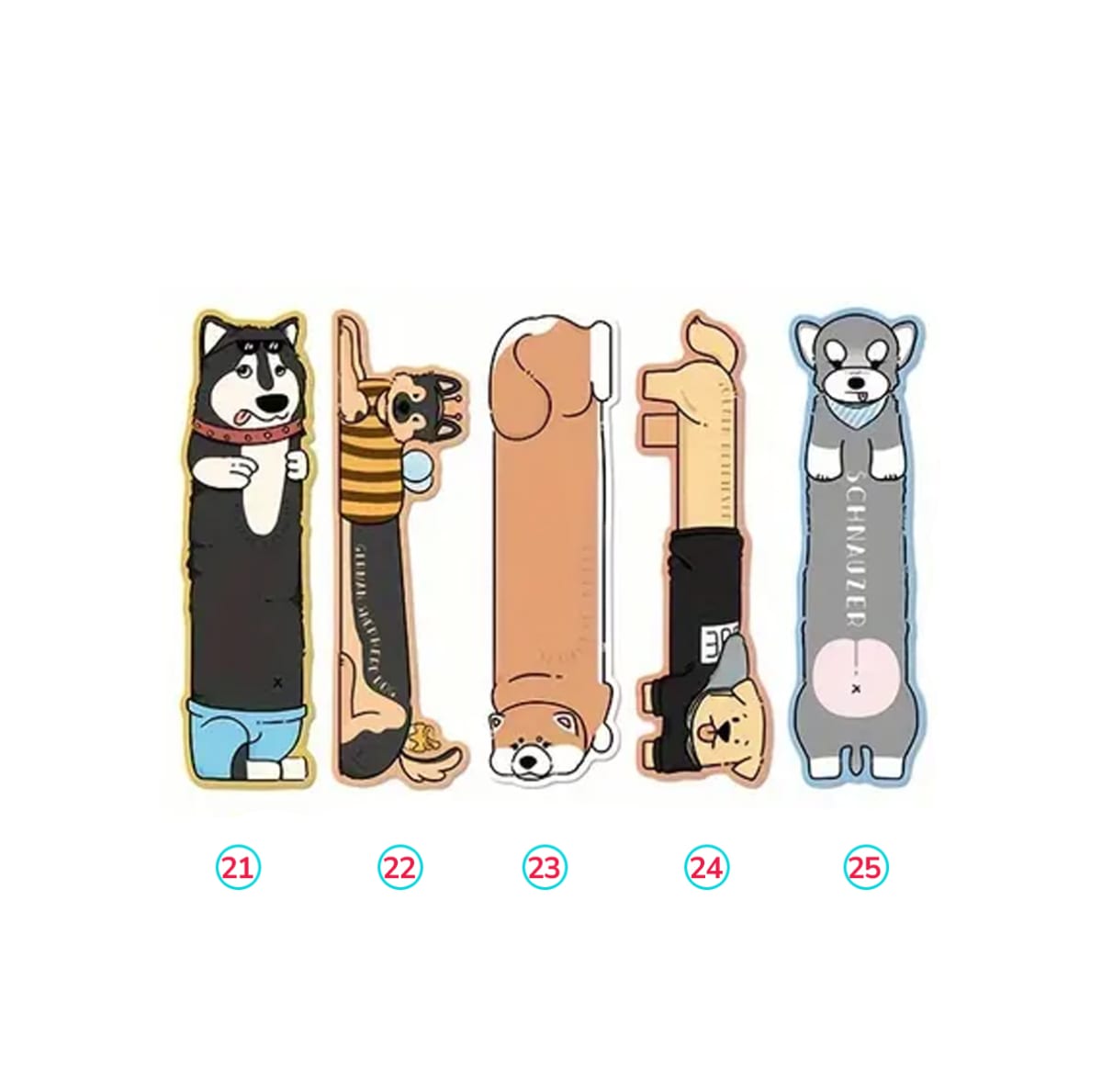 Marcador de libro diseño de razas de perro Malamute, Pastor, Akita, Golden, Schnauzer 1