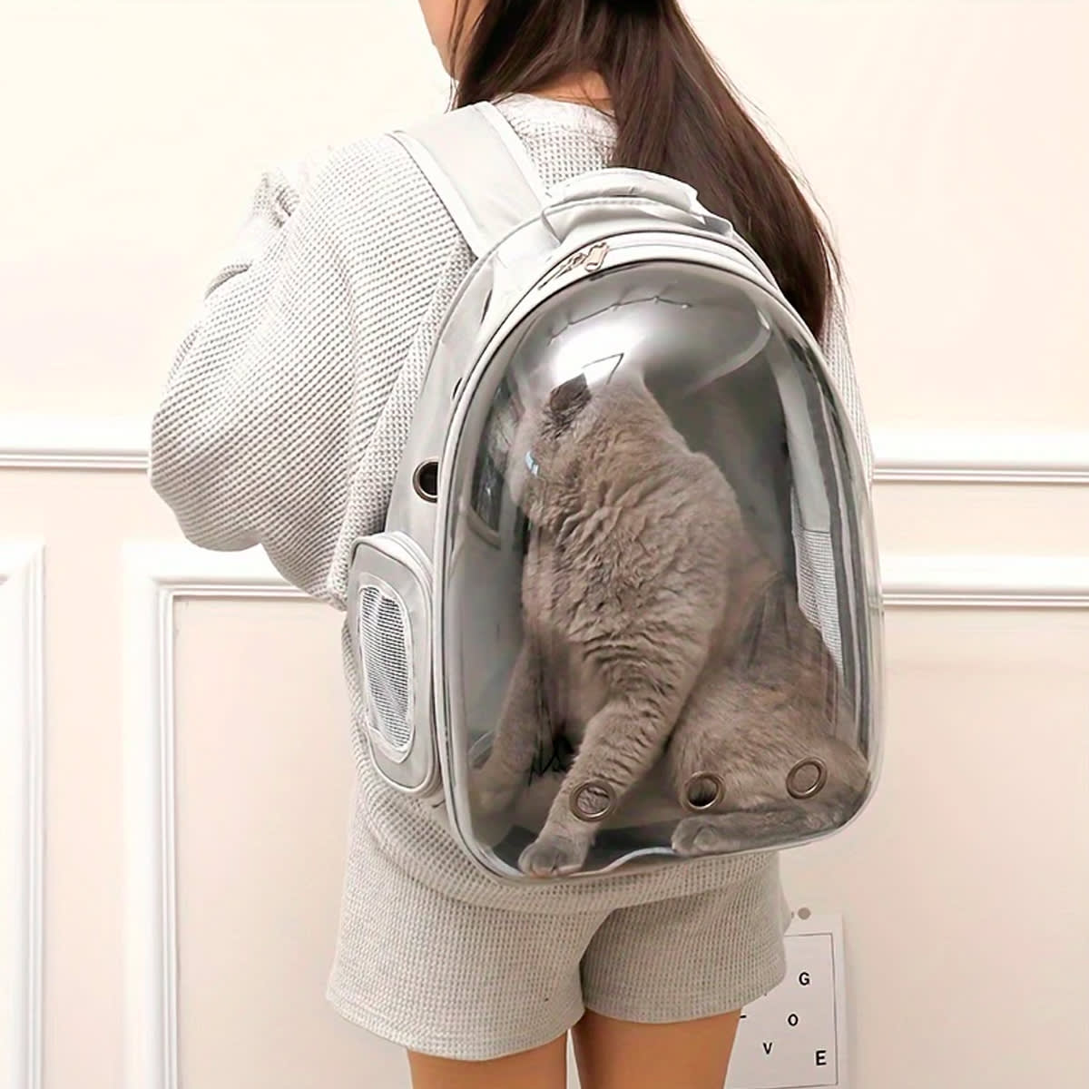 Mochila de trasporte para gatos o perros pequeños de hasta 5kg celeste2