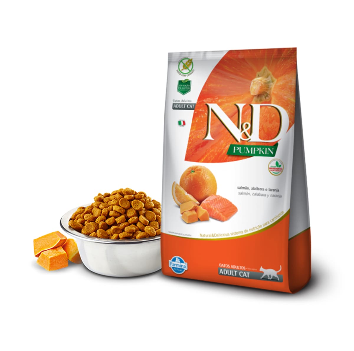 N&D Pumpkin gato adulto salmón, calabaza y naranja libre de granos2