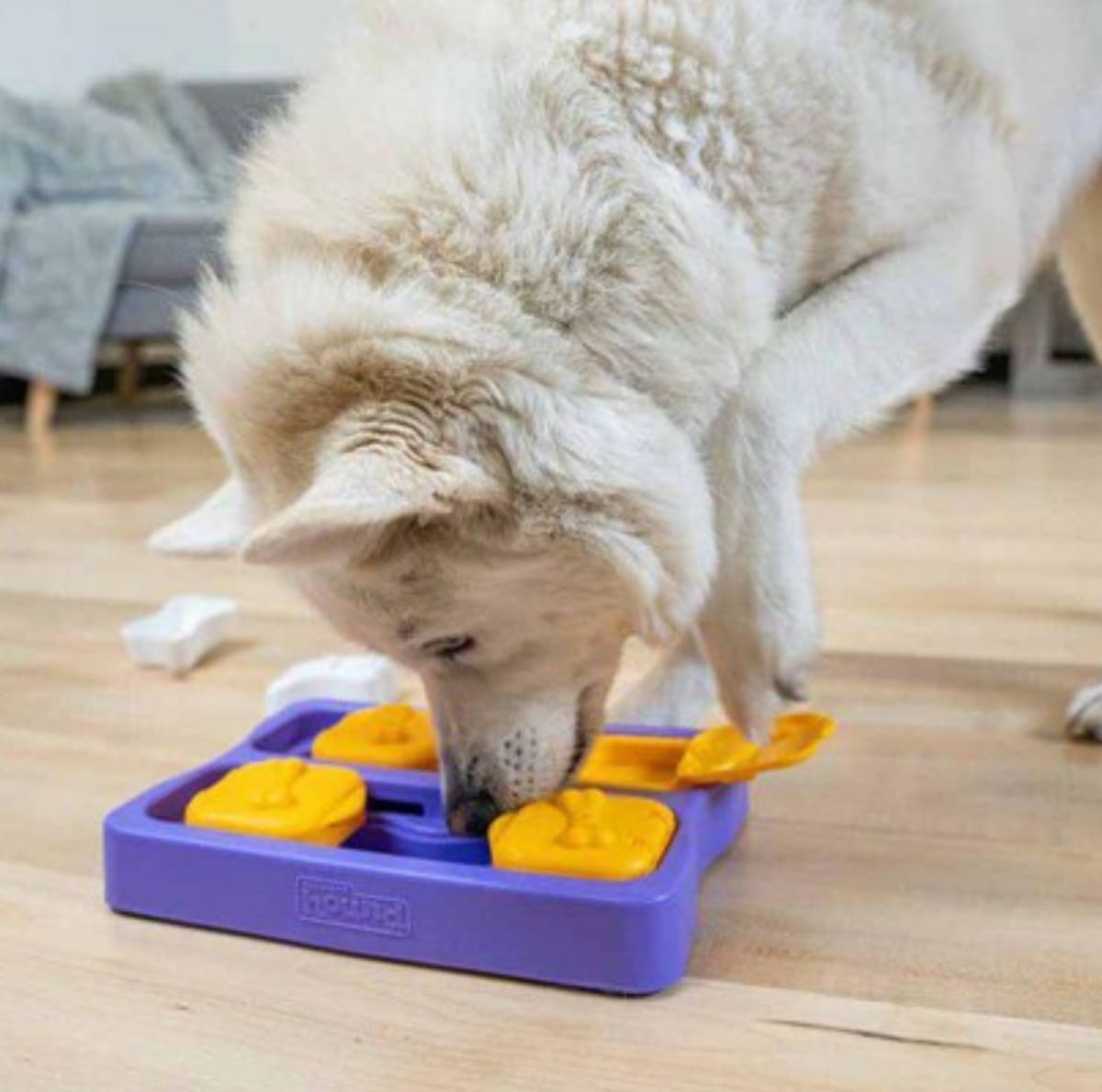 Juguete interactivo para perro Dog Brick Small Nivel 2 color púrpura de Nina Ottosson 1