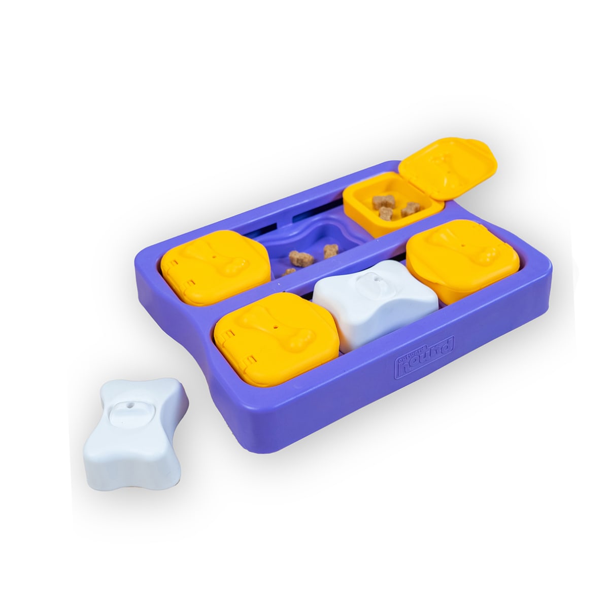 Juguete interactivo para perro Dog Brick Small Nivel 2 color púrpura de Nina Ottosson2