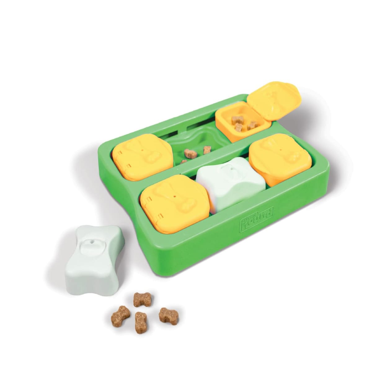 Juguete interactivo para perro Dog Brick Small Nivel 2 color verde de Nina Ottosson2