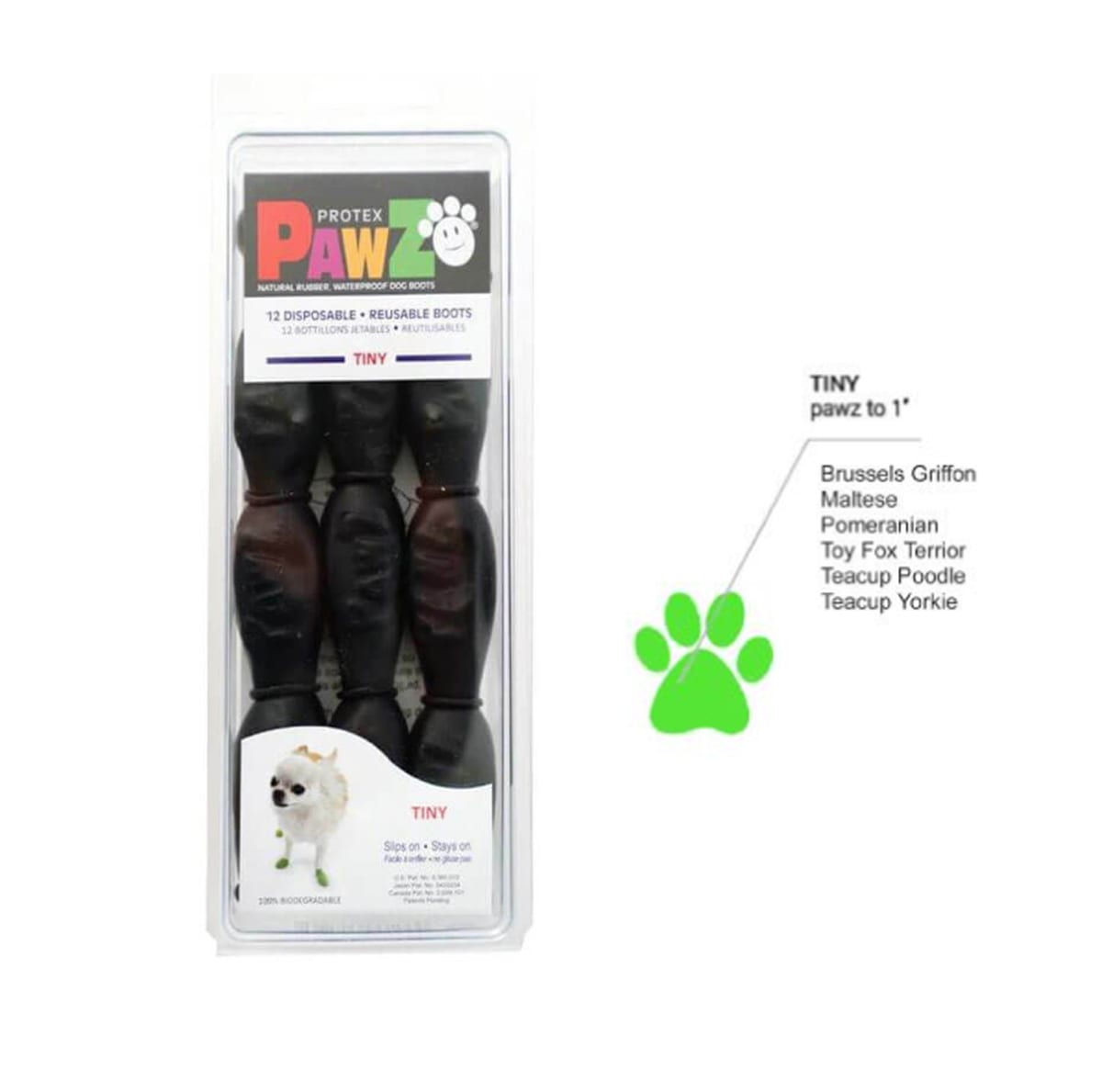 Botitas protectoras para perro PawZ talla Tiny color negro2