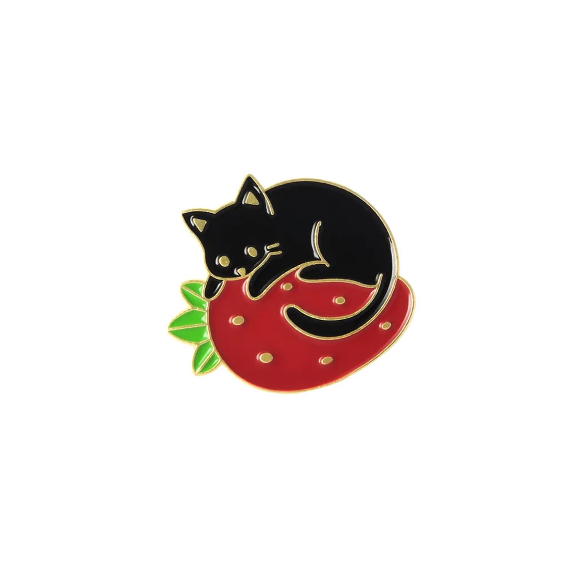 Pin esmaltado diseño de gato frutilla 1