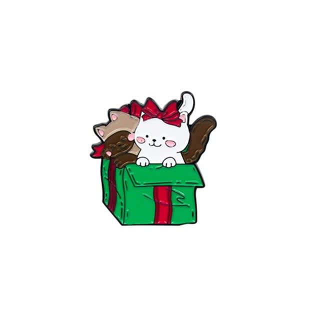 Pin esmaltado diseño de gato regalo navideño 1