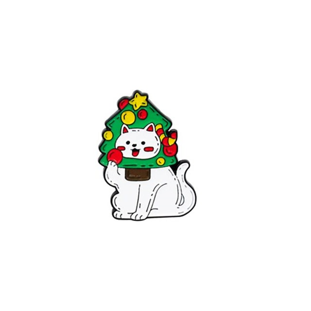 Pin esmaltado diseño de gato árbol navideño 1
