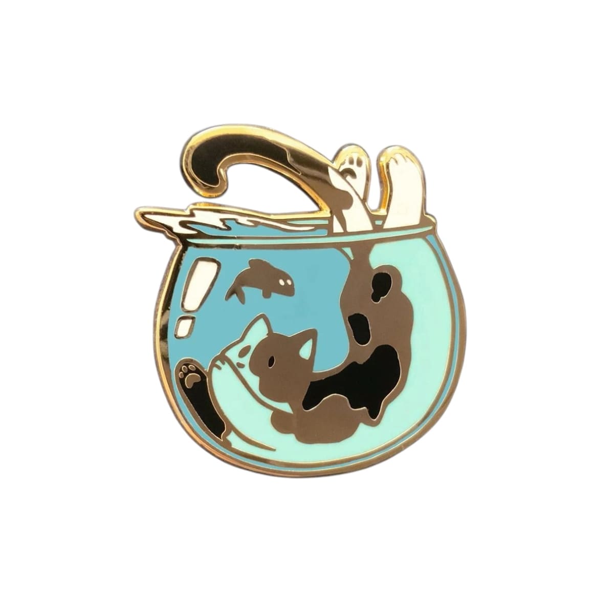 Pin esmaltado diseño de gatito en pecera 1