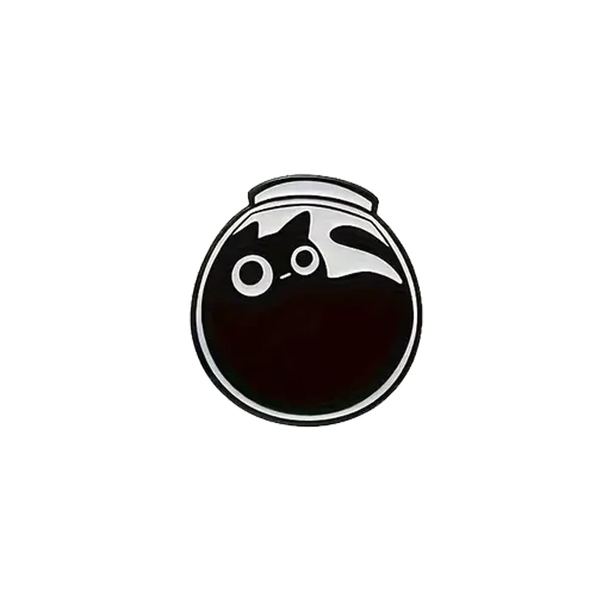 Pin esmaltado diseño gatito negro en una pecera 1