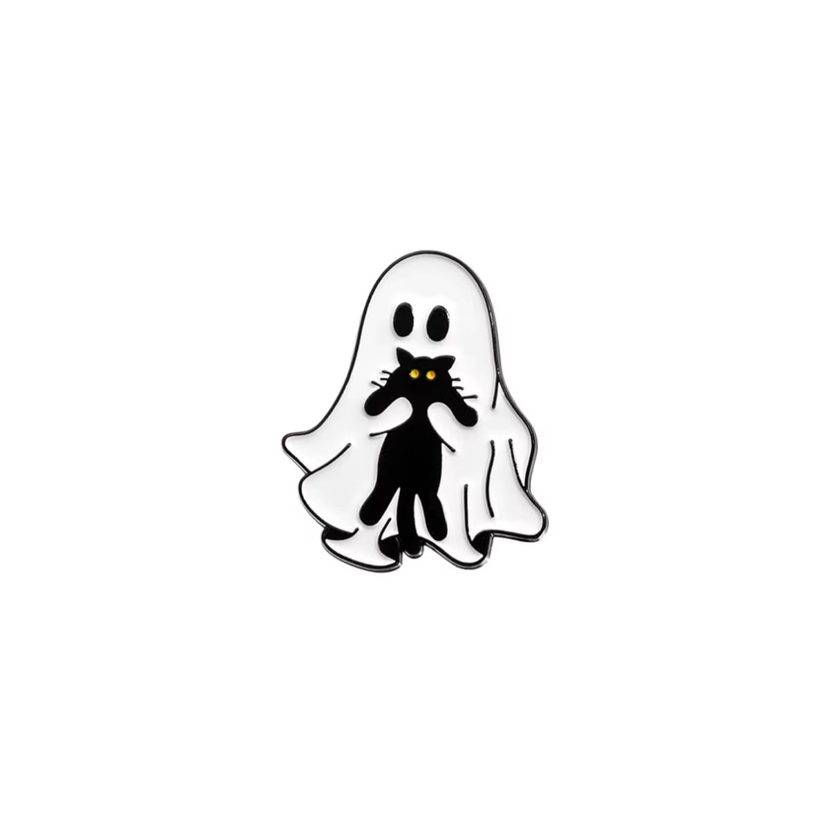 Pin esmaltado diseño Fantasma sosteniendo un gatito negro por delante 1