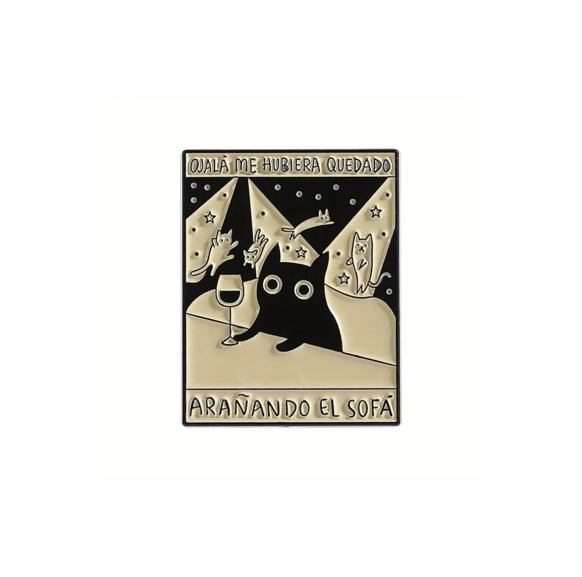 Pin esmaltado diseño de gatito negro tomando vino 1