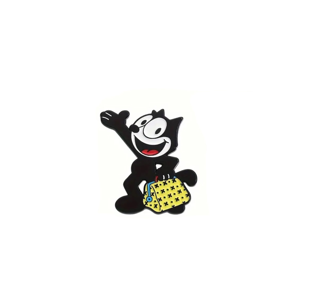 Pin esmaltado diseño del gato Felix con maletín amarillo 1