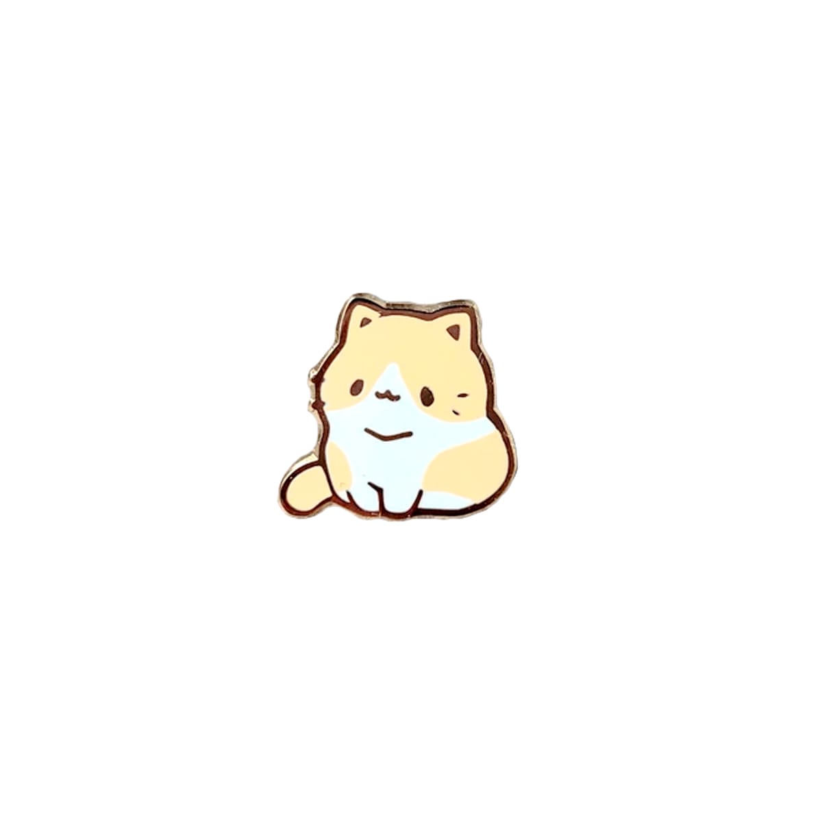 Pin esmaltado diseño de gato naranjo con blanco 1