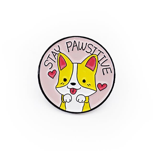 Pin esmaltado diseño de perro Stay pawsitive 1