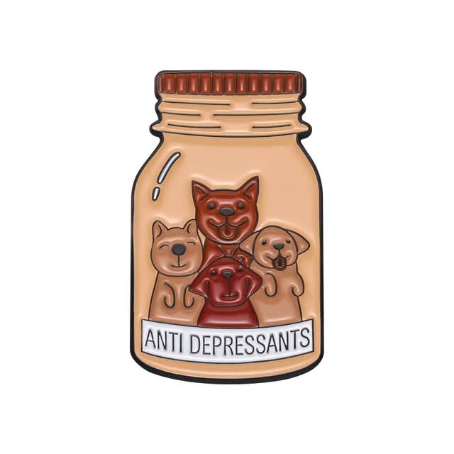 Pin esmaltado diseño de perro frasco antidepressants 1
