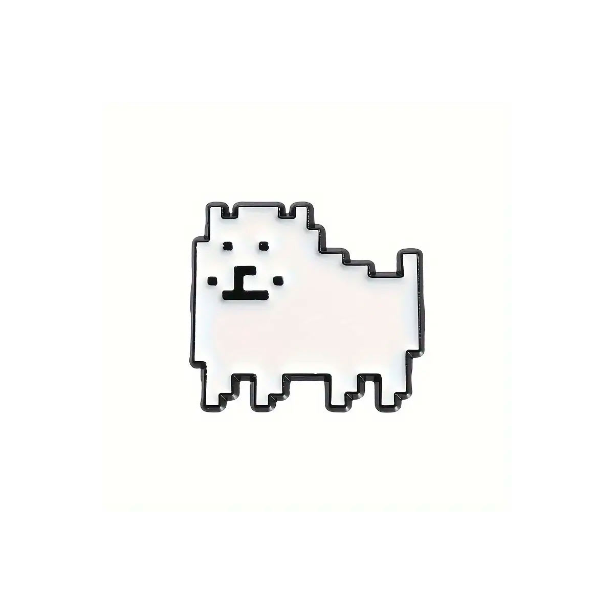 Pin esmaltado diseño de perro pixel blanco 1