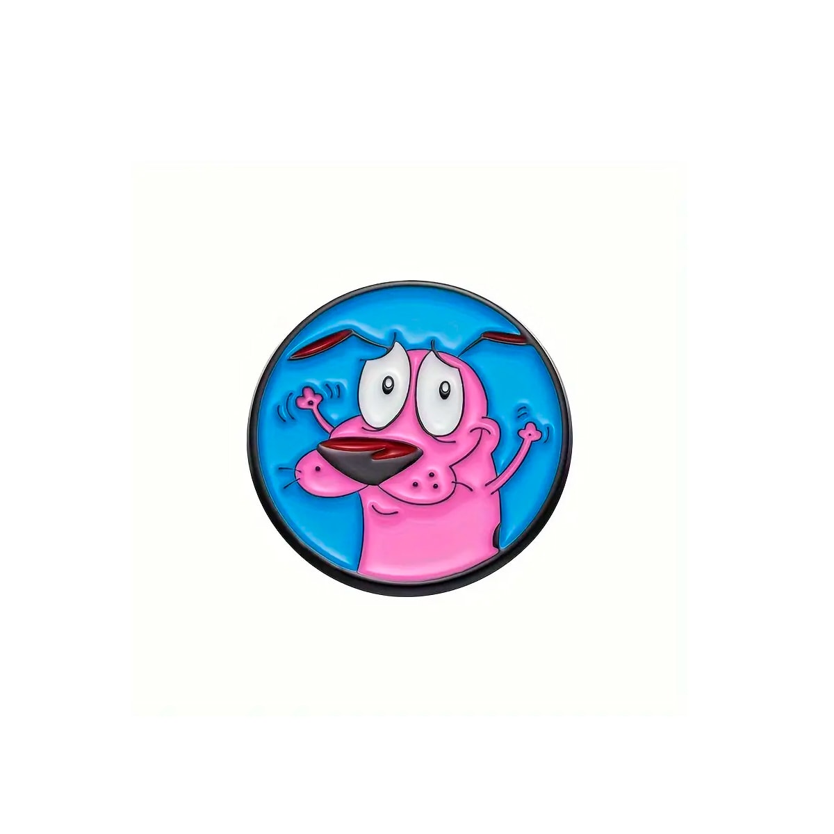 Pin esmaltado diseño de perro coraje redondo 1