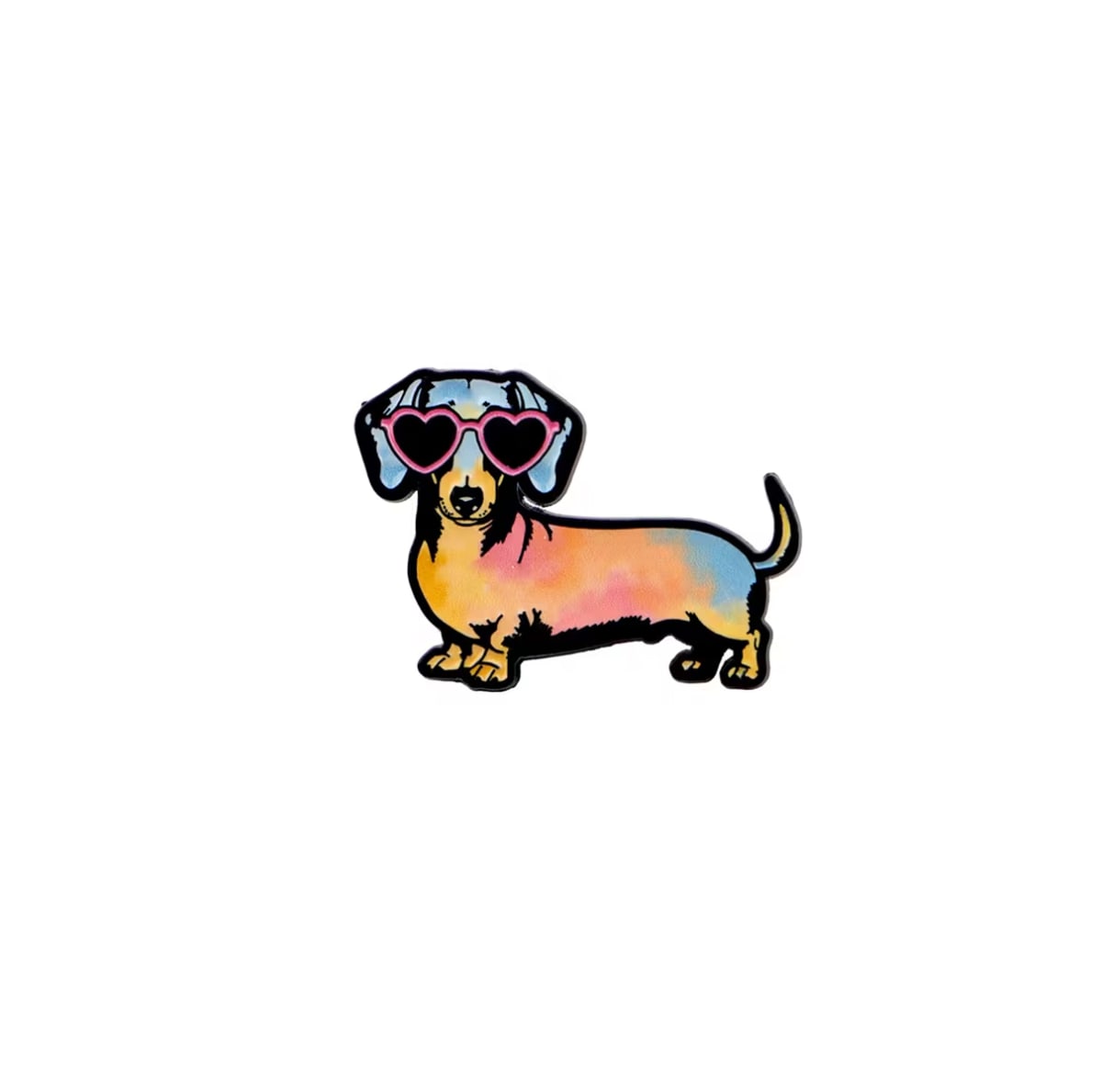 Pin esmaltado diseño de perro Salchicha con lentes 1