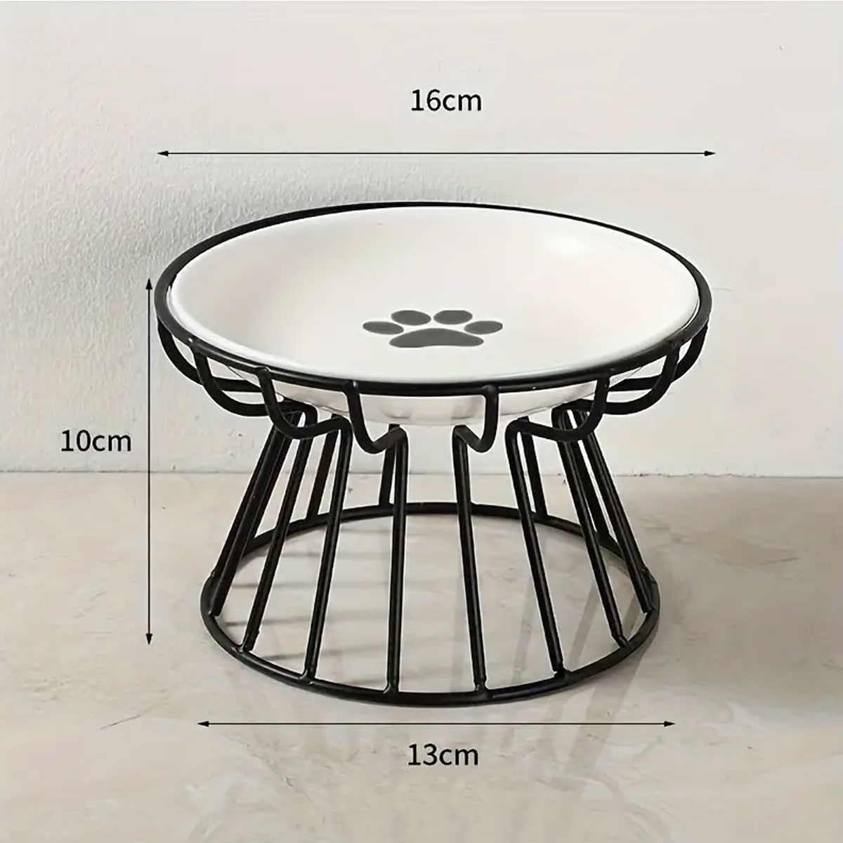 Plato cerámico con base metálica en altura negro para gato o perro 1