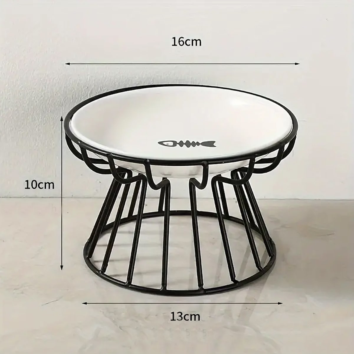 Plato cerámico con base metálica en altura negro para gato o perro3