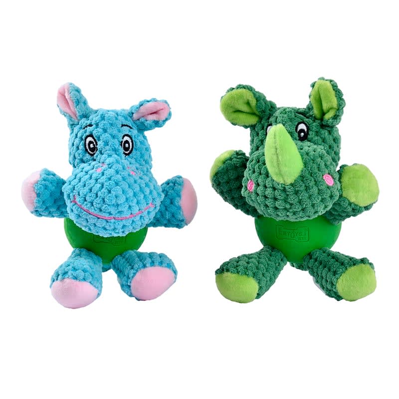 Juguete Mascan peluche plush con pelota rinoceronte para perros4