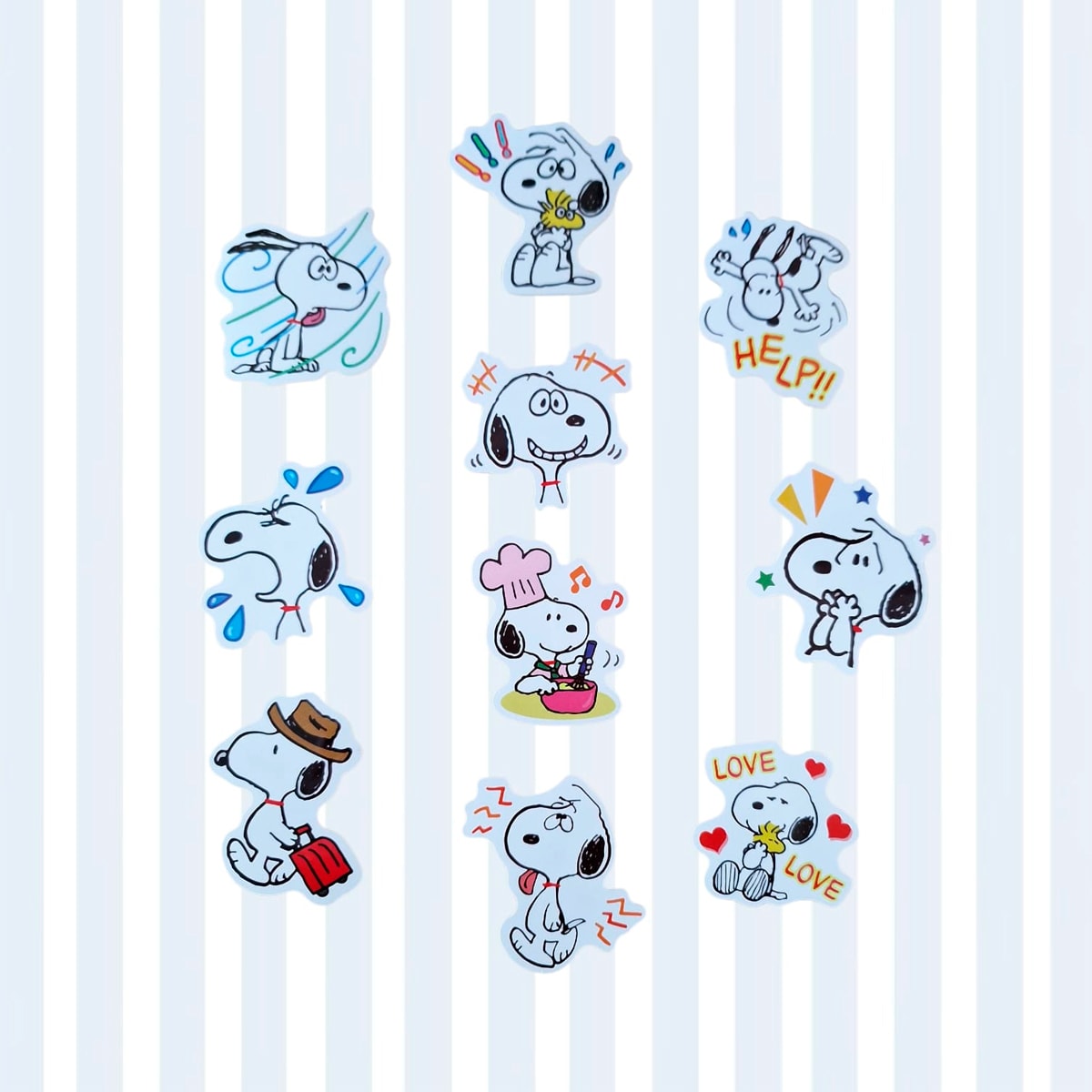 Set de 10 stickers ilustrados de Snoopy modelo 2 2