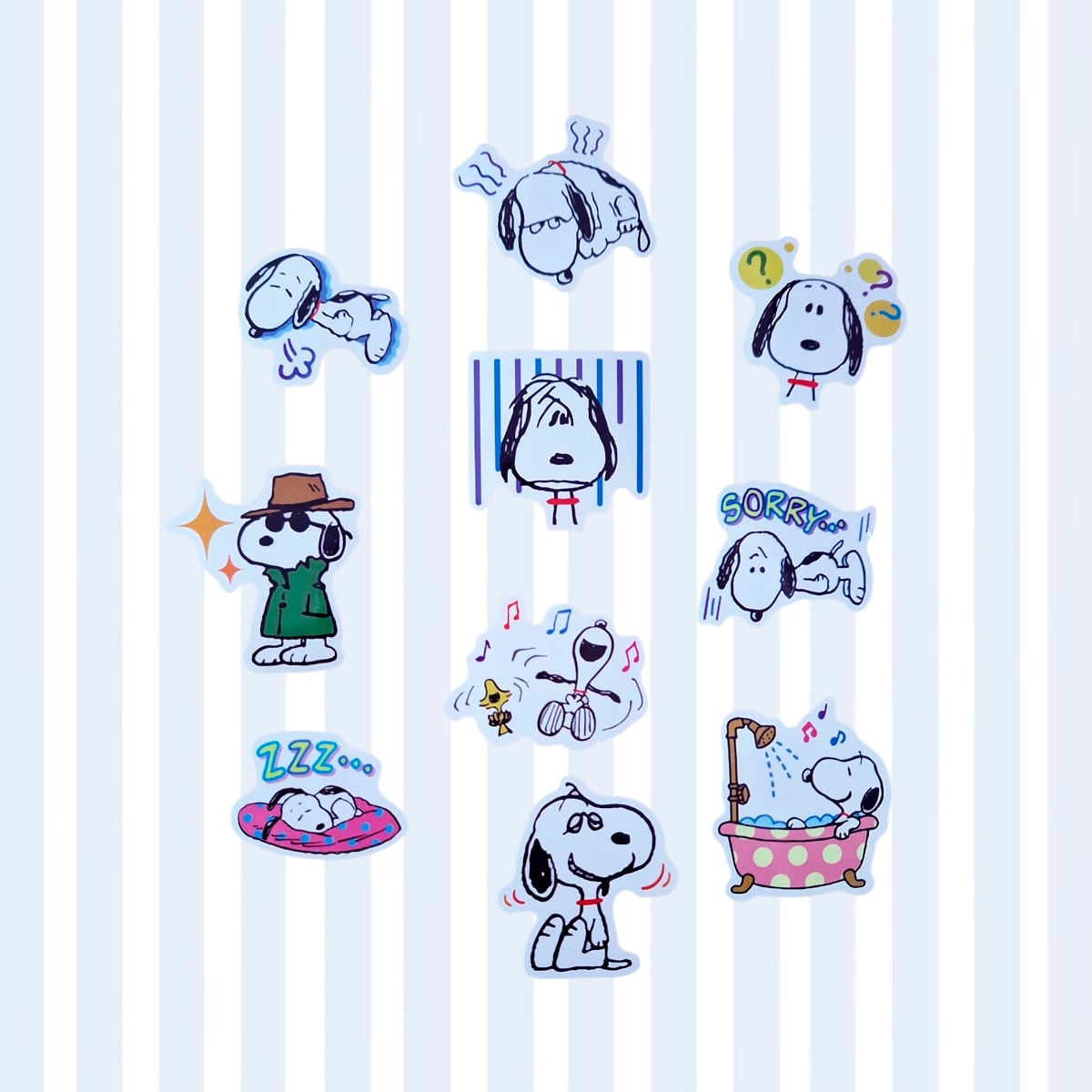Set de 10 stickers ilustrados de Snoopy modelo 3 1
