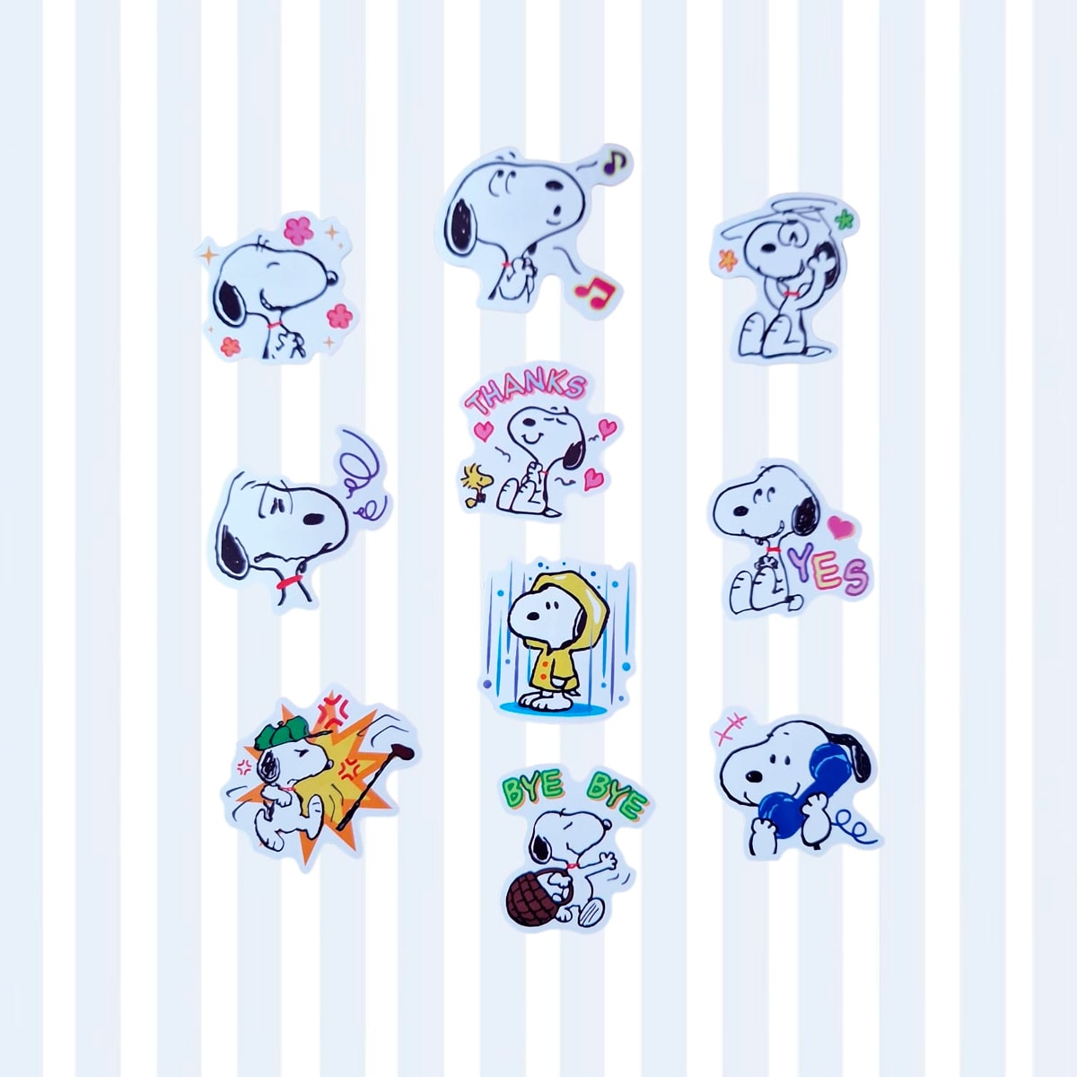 Set de 10 stickers ilustrados de Snoopy modelo 5 1