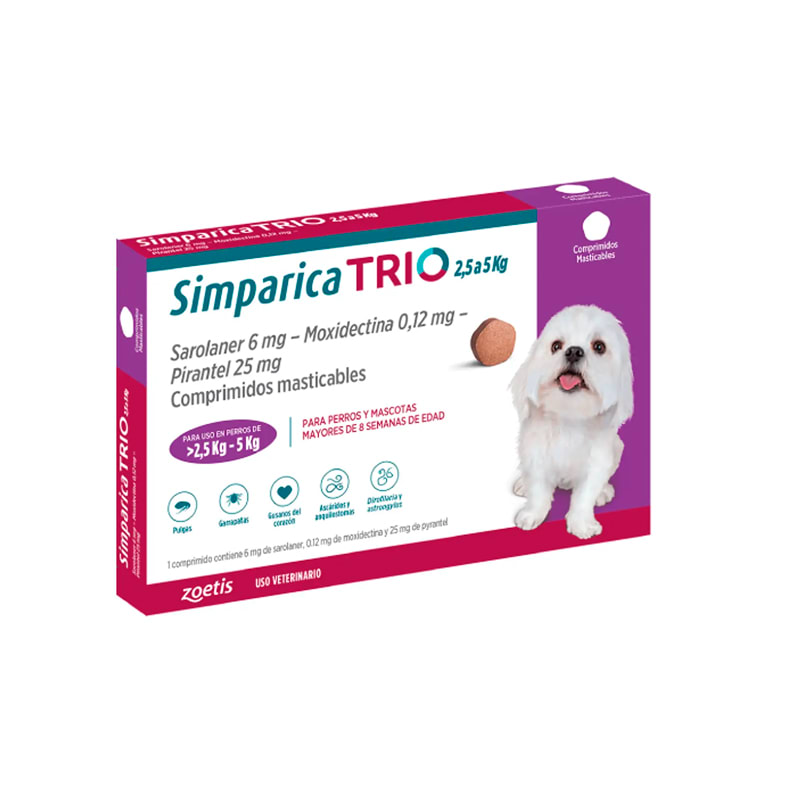 Simparica TRIO Masticable 2,5 a 5 kg 1