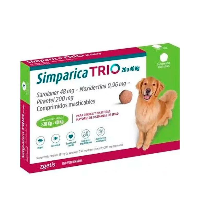 Simparica TRIO Masticable 20 a 40 kg 1