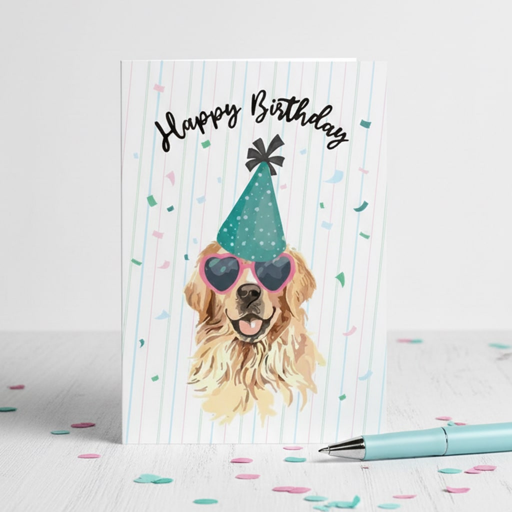 Tarjeta de cumpleaños de perro Golden Retriever2