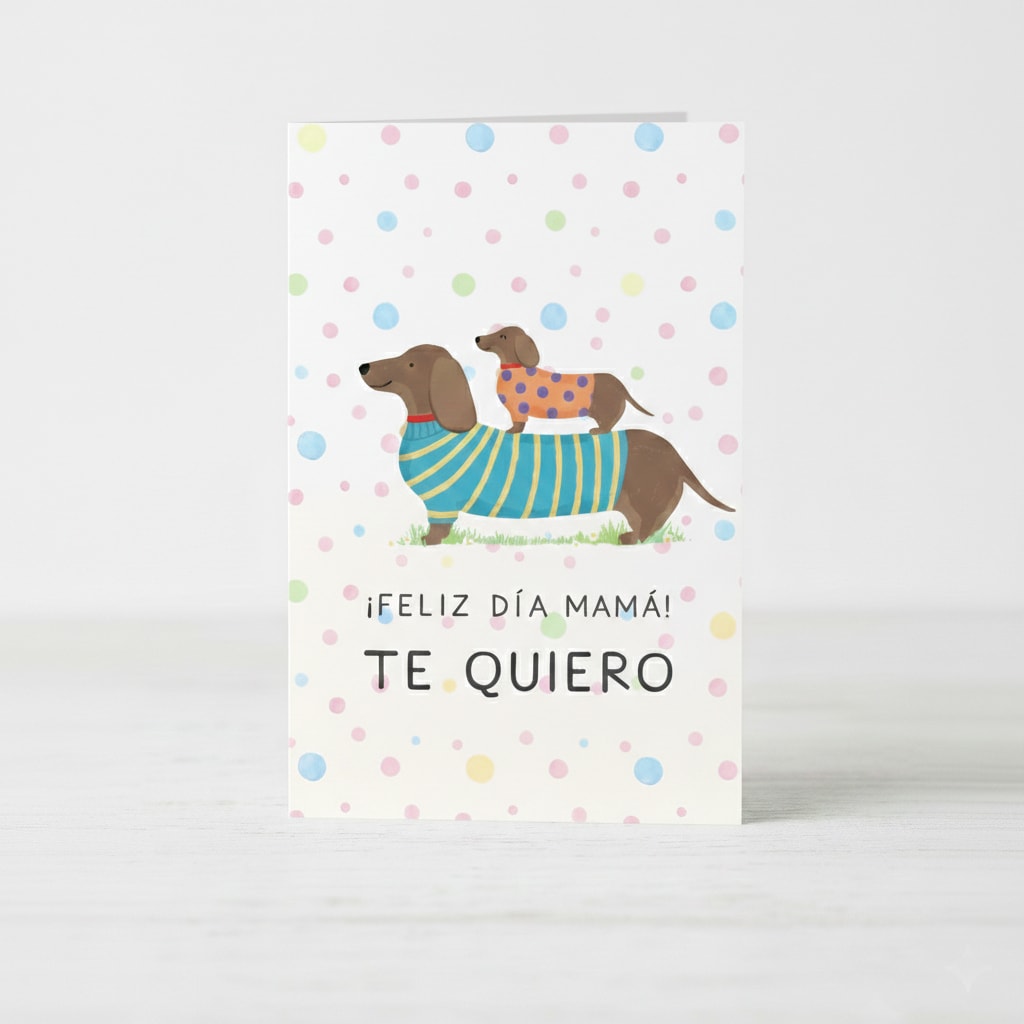 Tarjeta día de la madre diseño de perro salchicha 1