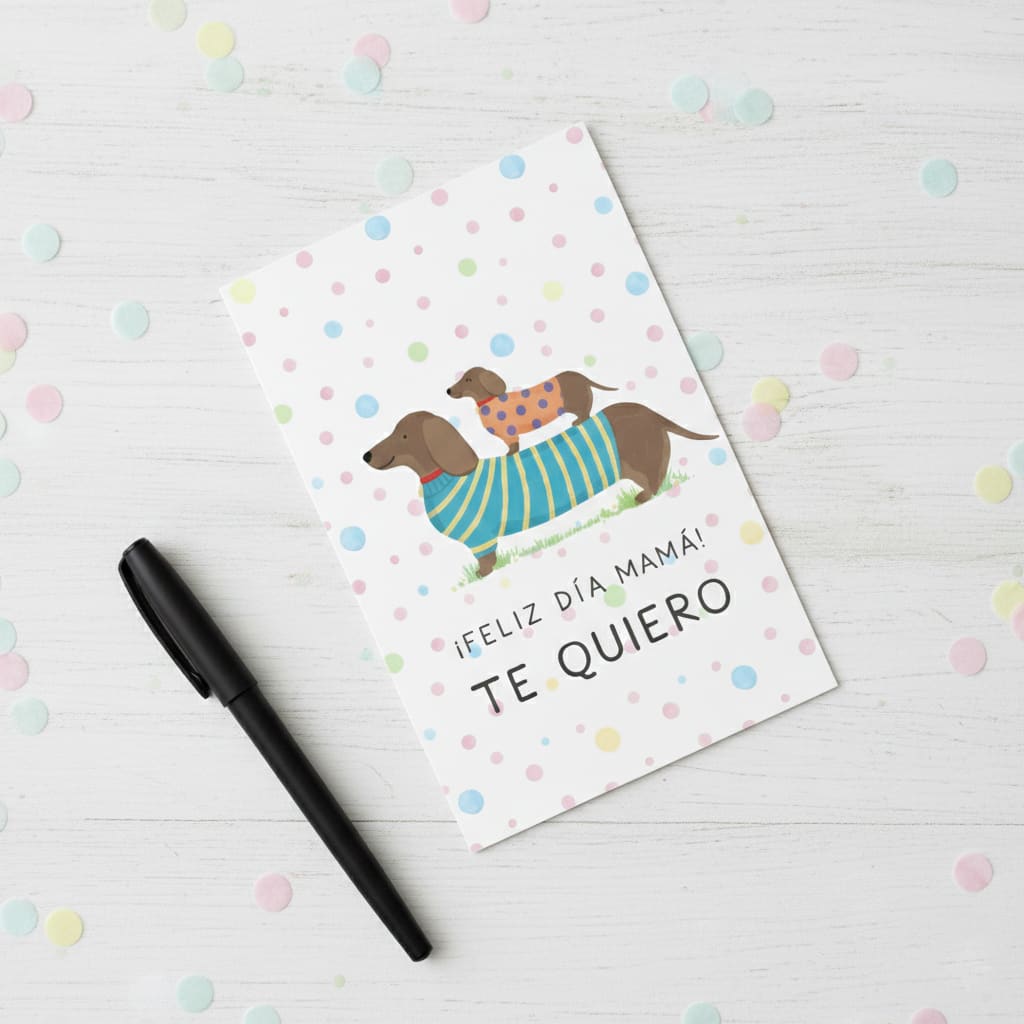Tarjeta día de la madre diseño de perro salchicha2