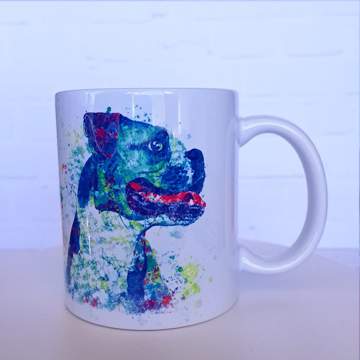 Tazón blanco Whee Dog Lover Bóxer4