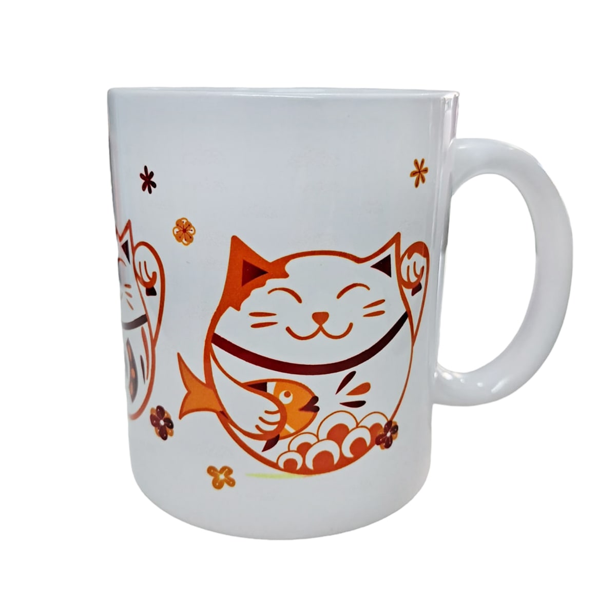 Tazón blanco Whee Cat Lover Maneki-neko rojos 1