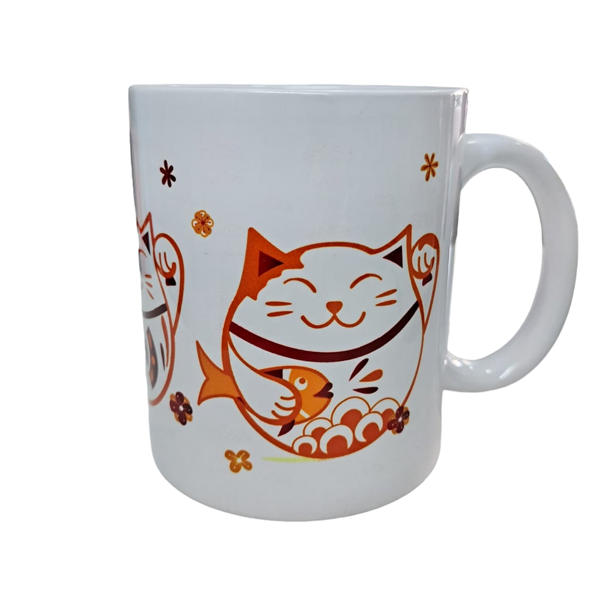 Tazón blanco Whee Cat Lover Maneki-neko rojos2