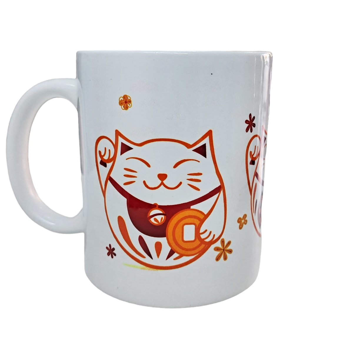 Tazón blanco Whee Cat Lover Maneki-neko rojos4