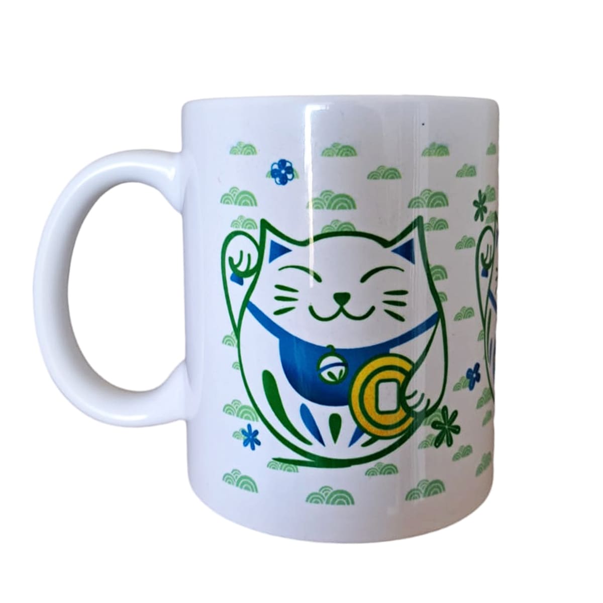 Tazón blanco Whee Cat Lover Maneki-neko azul3