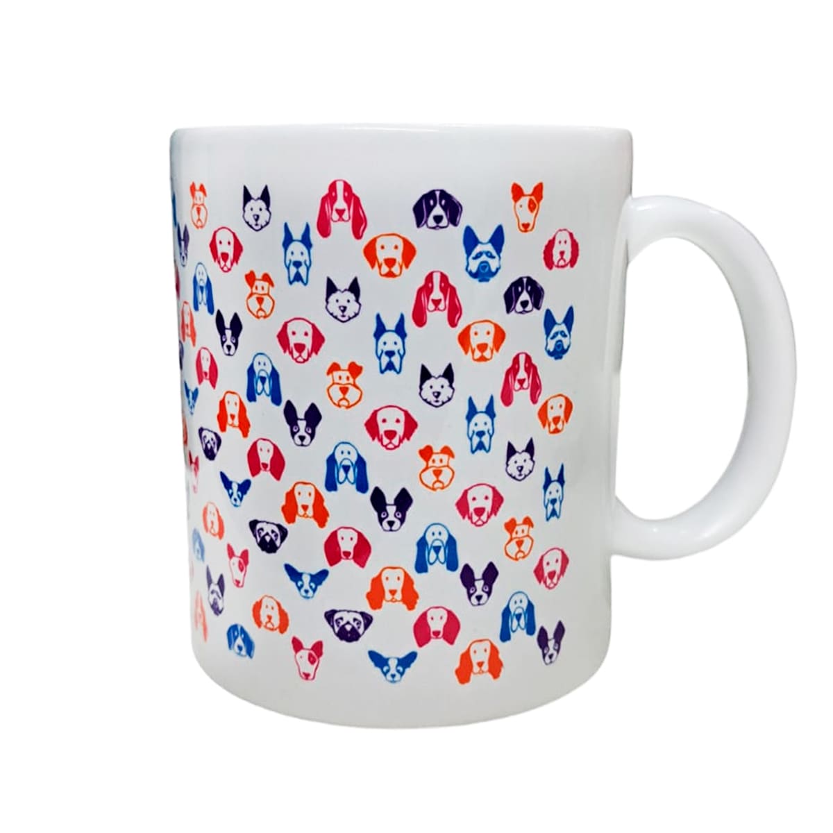 Tazón blanco Whee Dog Razas colores naranja y azul 1