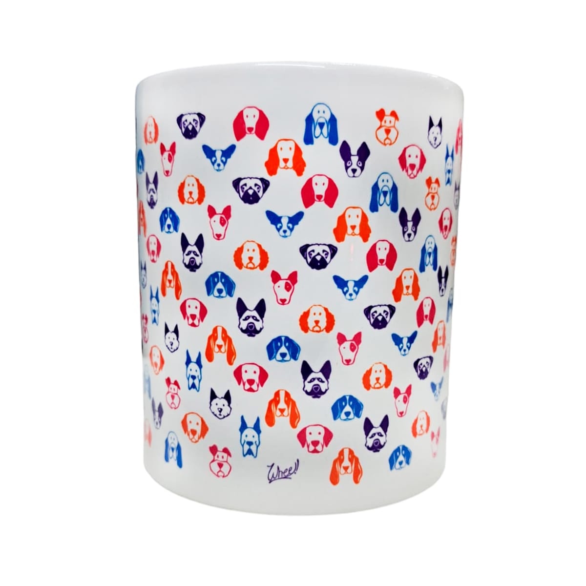 Tazón blanco Whee Dog Razas colores naranja y azul2