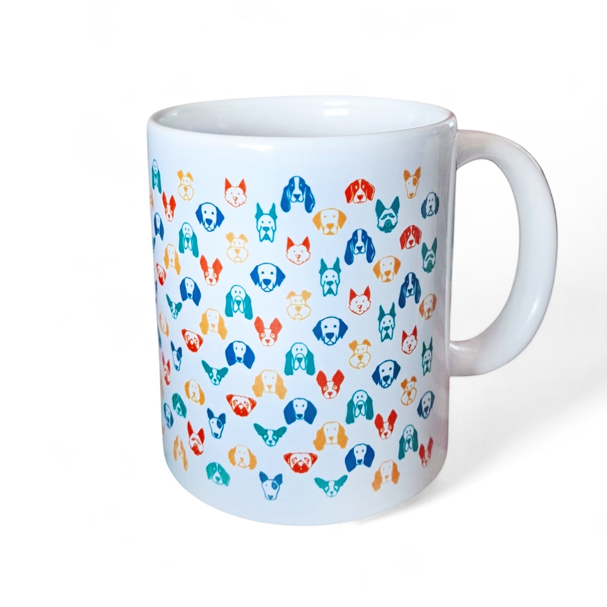 Tazón blanco Whee Dog Razas colores azul, cyan y naranjo2