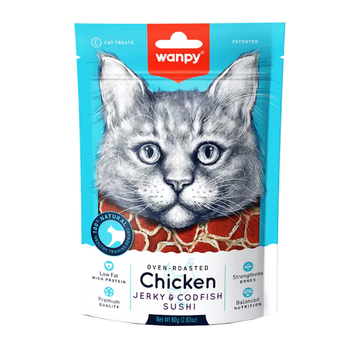 Snack para gato Wanpy Chicken Jerky & Codfish Sushi 2