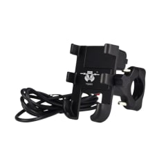 PORTA CELULAR UNIVERSAL METALICO CON CARGADOR USB 