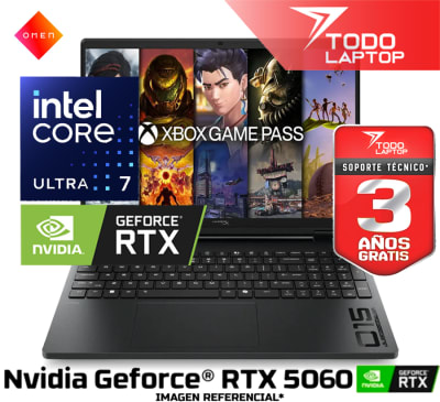 HP HYPER OMEN 15-GA0070WM INTEL CORE ULTRA 7 255H MEMORIA RAM 16GB + DISCO SOLIDO 1TB NVIDIA GEFORCE RTX 5060 (8 GB) PANTALLA 15.3