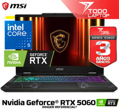 MSI CYBORG B2RWFKG-295US INTEL CORE 5 210H MEMORIA RAM 16GB + DISCO SOLIDO 512GB NVIDIA GEFORCE RTX 5060 (8GB) PANTALLA 15.6