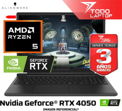 DELL ALIENWARE 15 DA15265 AMD RYZEN 5 220 MEMORIA RAM 16GB + DISCO SOLIDO 512GB NVIDIA GEFORCE RTX 4050 (6GB) PANTALLA 15.3 WUXGA 165HX1