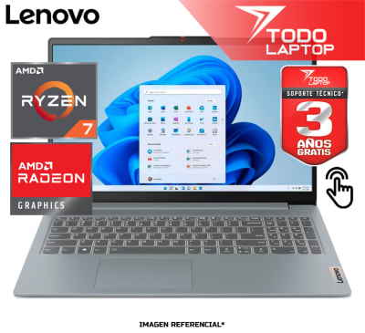 LENOVO IDEAPAD SLIM 3 15ABR8 AMD RYZEN 7 5825U MEMORIA RAM 16 GB + DISCO SOLIDO 512GB PANTALLA 15.6” FULL HD TACTIL1