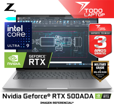 HP WORKSTATION ZBOOK 8 G1I INTEL CORE ULTRA 9 285H MEMORIA RAM 32GB + DISCO SOLIDO 1TB NVIDIA GEFORCE RTX500 (4GB) PANTALLA 16