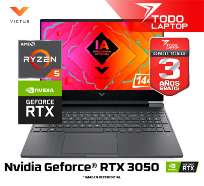 HP VICTUS 15-FB3032LA RYZEN 5 7535HS MEMORIA RAM 8 GB + DISCO SOLIDO 512 GB NVIDIA GEFORCE RTX 3050 (6 GB) PANTALLA 15.6” FULL HD
