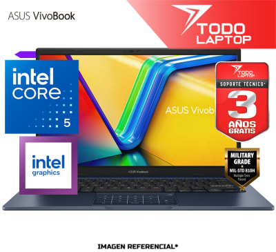 ASUS VIVOBOOK X1404VAP-V14.C58256 INTEL CORE 5 120U MEMORIA RAM 8GB + DISCO SOLIDO 256GB PANTALLA 14